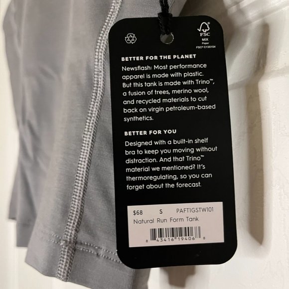 Allbirds Natural Run Form Tank Grey NWT - Picture 4 of 4